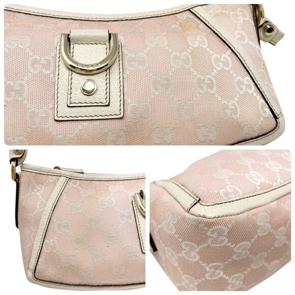 GUCCI Vintage GG Monogram Logo Abbey Shoulder Bag Pochette Pink Canvas [105938] - Picture 12 of 13